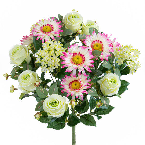 Set 2 Kunststrauß Rosen/Gerbera für 16 Blumen Grün prezzo