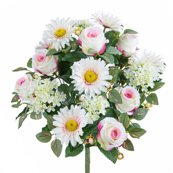 prezzo Set 2 Künstlicher Rosen-/Gerbera-Strauß für 16 beige Blumen