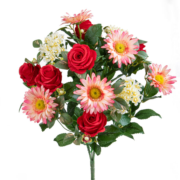 online Set 2 Kunststrauß Rosen/Gerbera für 16 rote Blumen