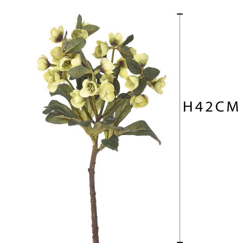 2 Rami Artificiali di Helleborus Altezza 42 cm Verde-2