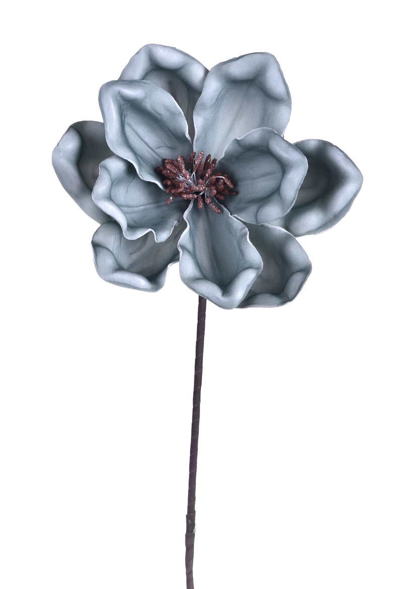 2 Fiori Artificiali di Magnolia Altezza 63 cm Blu-1