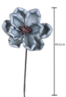 2 Fiori Artificiali di Magnolia Altezza 63 cm Blu-2