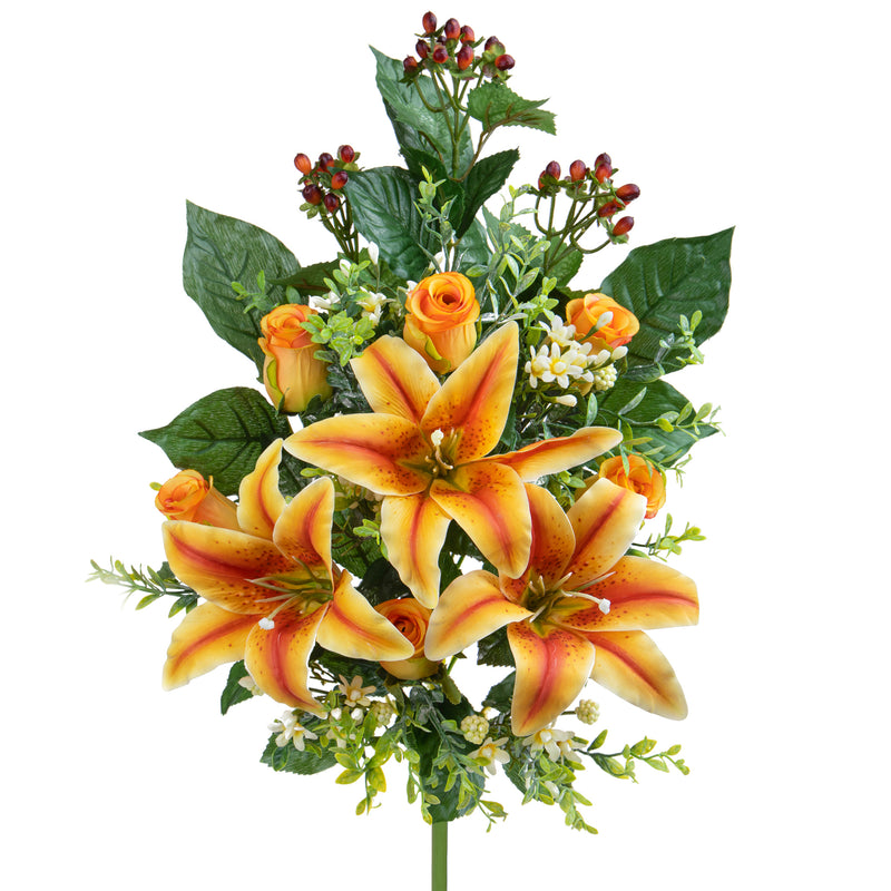 Frontale Artificiali Lilium/Rose 54 cm Giallo-1