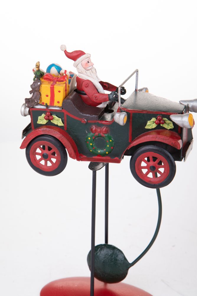 Statuina Babbo Natale con Auto 30 cm in Metallo-4