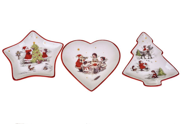 Set 3 Piatti Decorativi Natalizi Ø 10 cm in Ceramica online