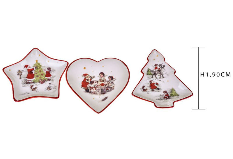 Set 3 Piatti Decorativi Natalizi Ø 10 cm in Ceramica-2