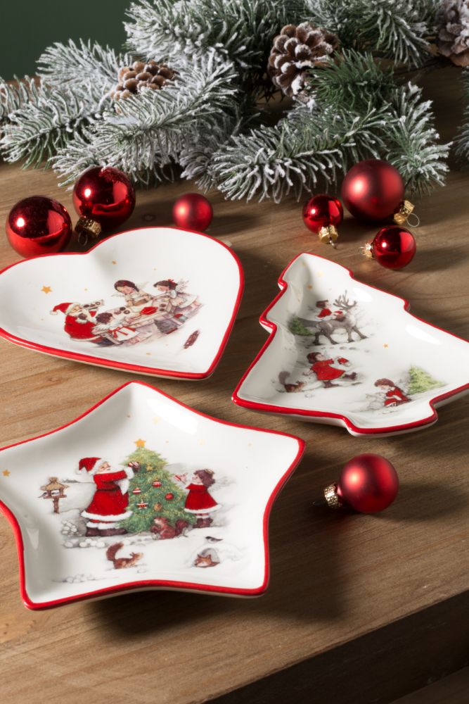 Set 3 Piatti Decorativi Natalizi Ø 10 cm in Ceramica-3