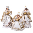 Set 3 Statuine Re Magi 36 cm in Tessuto e Resina Bianco e Oro-1