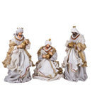 Set 3 Statuine Re Magi 36 cm in Tessuto e Resina Bianco e Oro-2