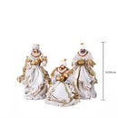 Set 3 Statuine Re Magi 36 cm in Tessuto e Resina Bianco e Oro-4