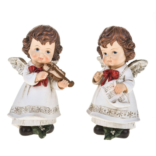 Set 2 Statuine Angeli con Fiocco 15 cm in Resina online