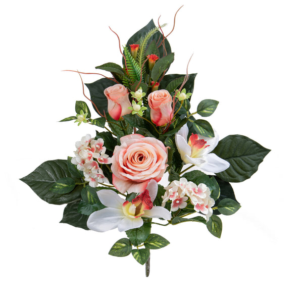 Set 4 Künstliche Rose/Cymbidium Frontals 43 cm Beige online