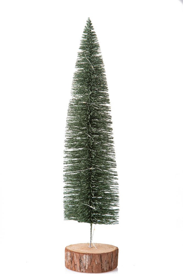 Set 2 Mini Albero di Natale Decorativo con Glitter 40 cm 30 Led Abete Verde acquista