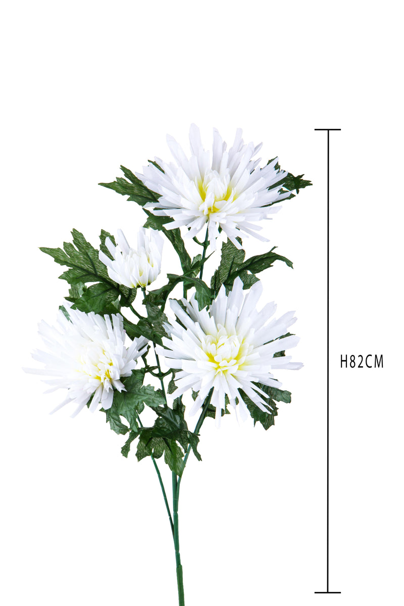 2 Fiori Artificiali di Spidere a 4 Diramazioni Altezza 82 cm Bianco-2