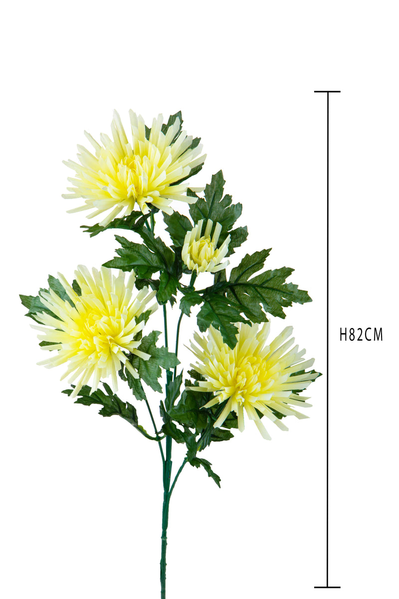 2 Fiori Artificiali di Spidere a 4 Diramazioni Altezza 82 cm Giallo-2