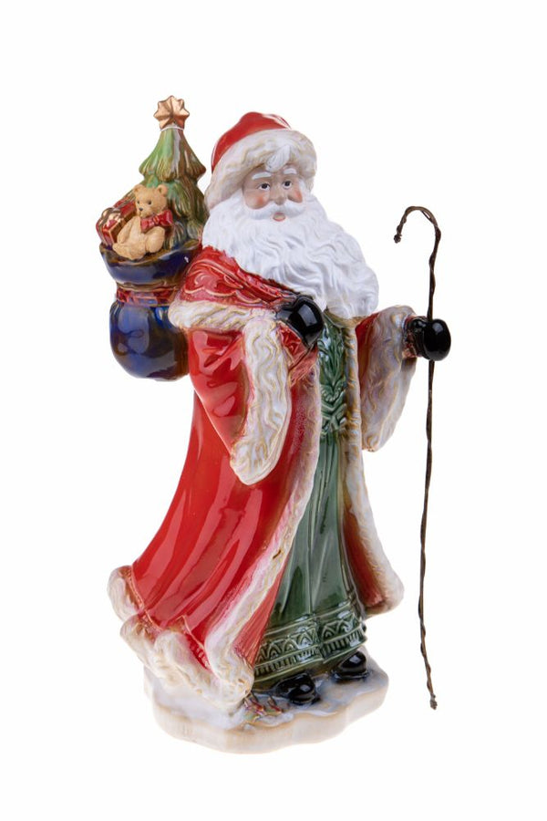 online Statuina Babbo Natale con Sacco 48,5 cm in Porcellana Rosso