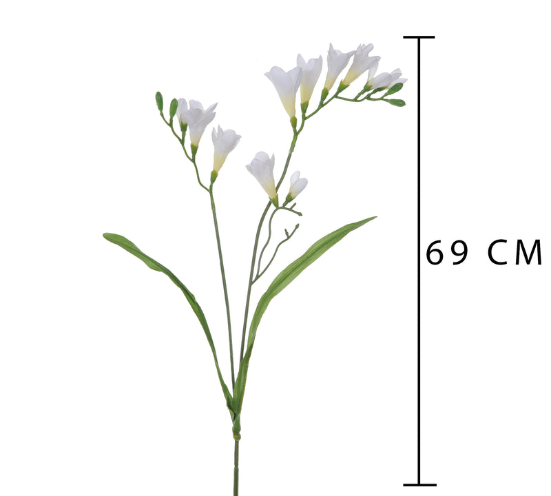 6 Fresia Composta da 2 Fiori Artificiali Altezza 58 cm Bianco-2