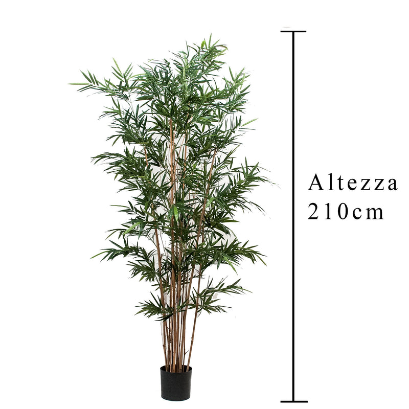 Bamboo Royal Artificiale a 7 Diramazioni con Vaso Altezza 210 cm Verde-2