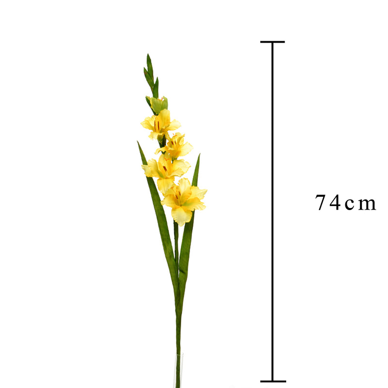 4 Fiori Artificiali di Gladiolo Mini Altezza 74 cm Giallo-2