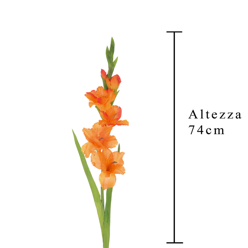 4 Fiori Artificiali di Gladiolo Mini Altezza 74 cm Arancio-2