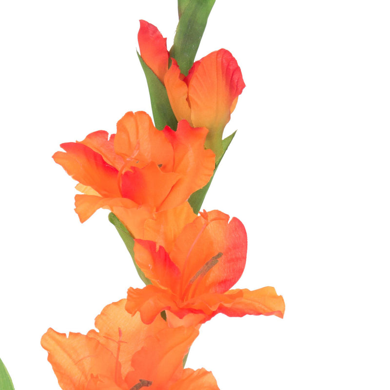 4 Fiori Artificiali di Gladiolo Mini Altezza 74 cm Arancio-3