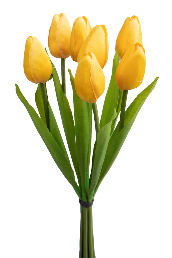 sconto Set 4 Bündel mit 7 künstlichen Tulpen Höhe 37 cm Gelb