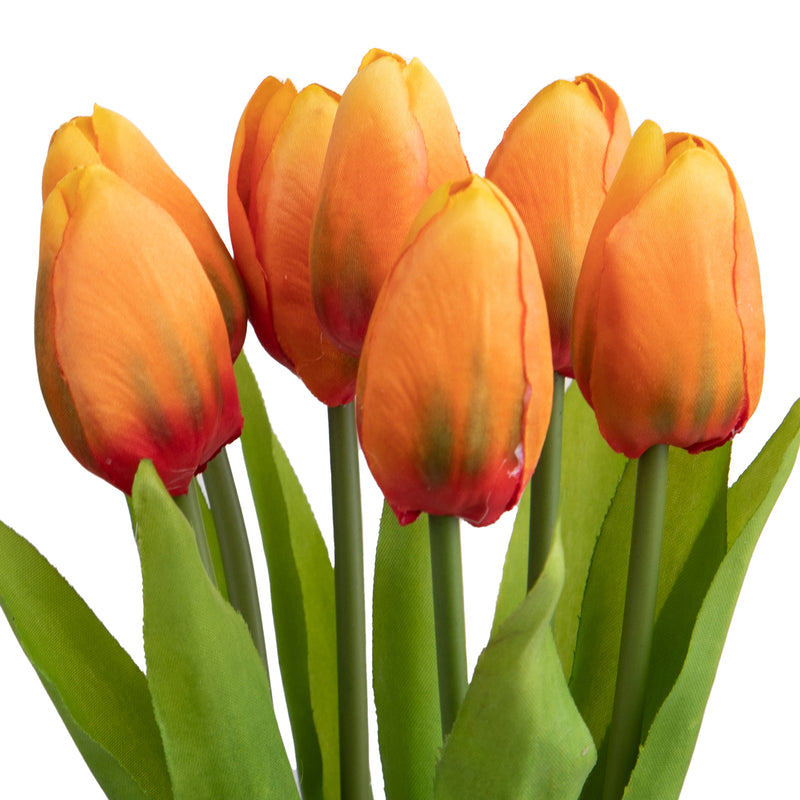 2 Mazzi di 7 Tulipani Artificiali Altezza 37 cm Arancio-3