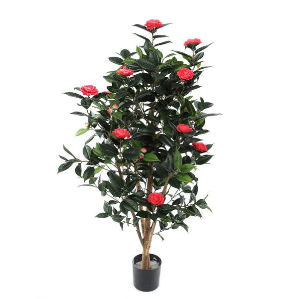 sconto Künstlicher Kamelienbaum mit 678 Blättern und 28 Blüten, Höhe 143 cm, Rosa