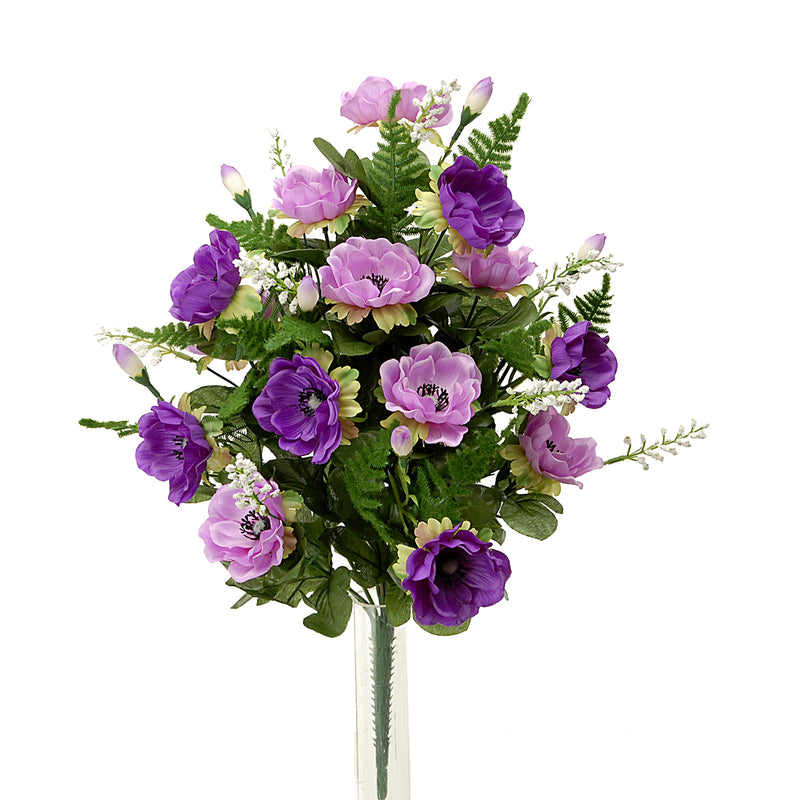 Bouquet Artificiale Composto di 14 Fiori Artificiali di Anemone Altezza 46 cm Viola-1