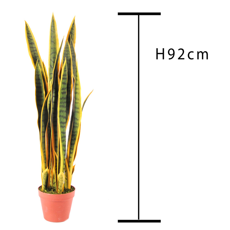 Sanseveria Artificiale con 25 Foglie in Vaso Altezza 92 cm Verde-2