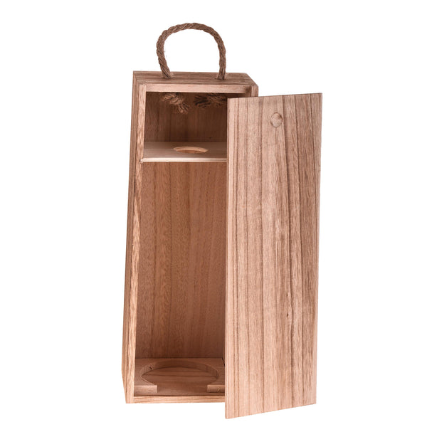 2er Set Flaschenhalterboxen aus Holz mit Seilgriff Höhe 36 cm sconto