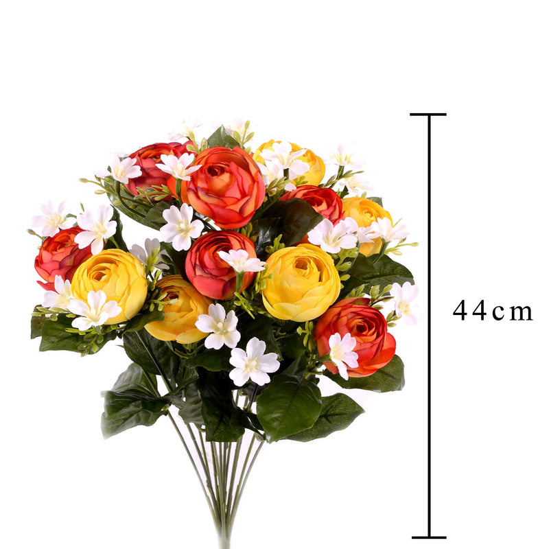 Bouquet Artificiale di Ranuncoli Composto da 13 Fiori Altezza 44 cm Arancio-2