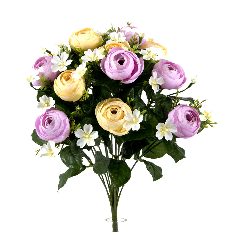 Bouquet Artificiale di Ranuncoli Composto da 13 Fiori Altezza 44 cm -1