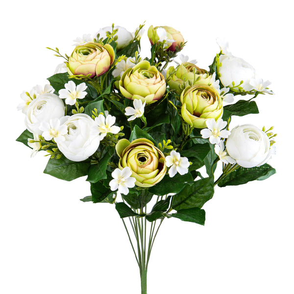 acquista Set 2 Künstlicher Ranunkel-Strauß, bestehend aus 13 Blumen, Höhe 44 cm, grün