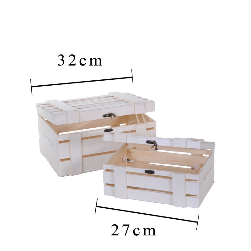 Set di 2 Bauli in Legno Larghezza 32 cm-2