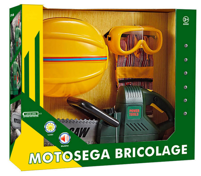 Set Motosega Casco Guanti e Occhiali da Bricolage Kids Joy Bricolage-1