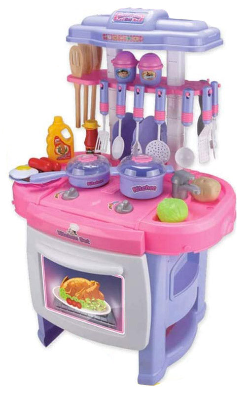 Cucina Giocattolo per Bambnini 62x27x42 cm con Utensilli Kids Joy Rosa-1