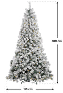 Albero di Natale Artificiale Innevato con Luci LED Castagno Verde Varie Misure-2