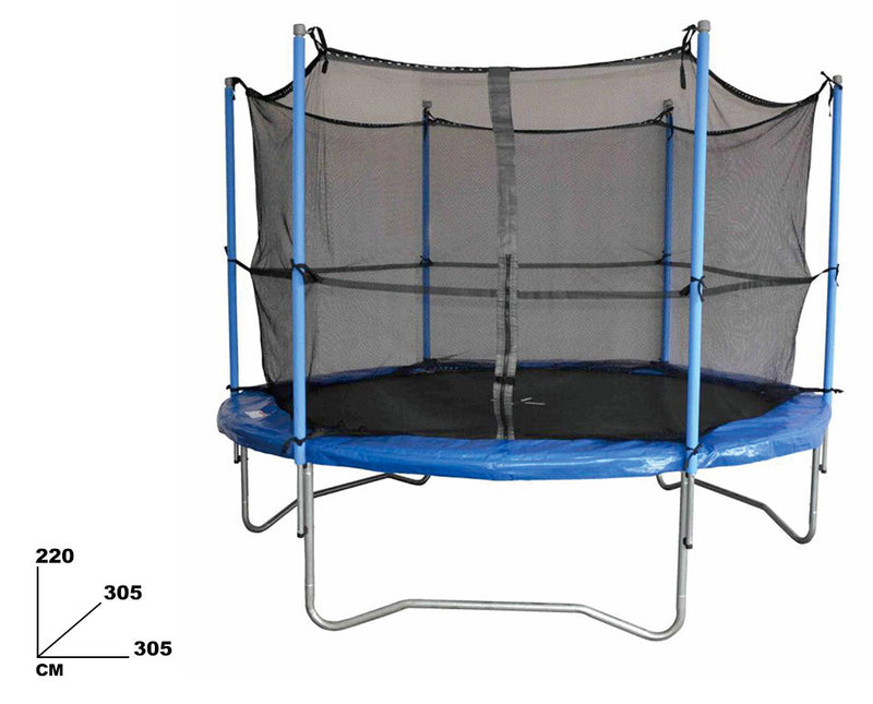 Trampolino Tappeto Elastico per Bambini Ø3,05m in Acciaio Blu e Nero-2