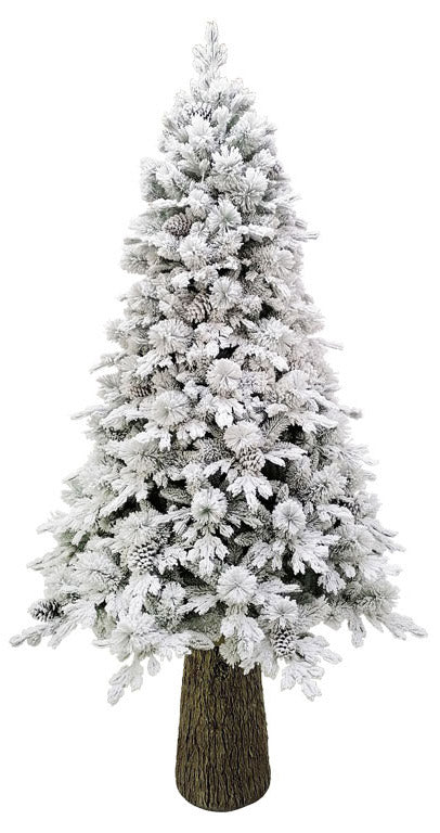 online Schneebedeckter künstlicher Weihnachtsbaum 240 cm 56 Zweige mit Tannenzapfen und grünem Zedernstamm