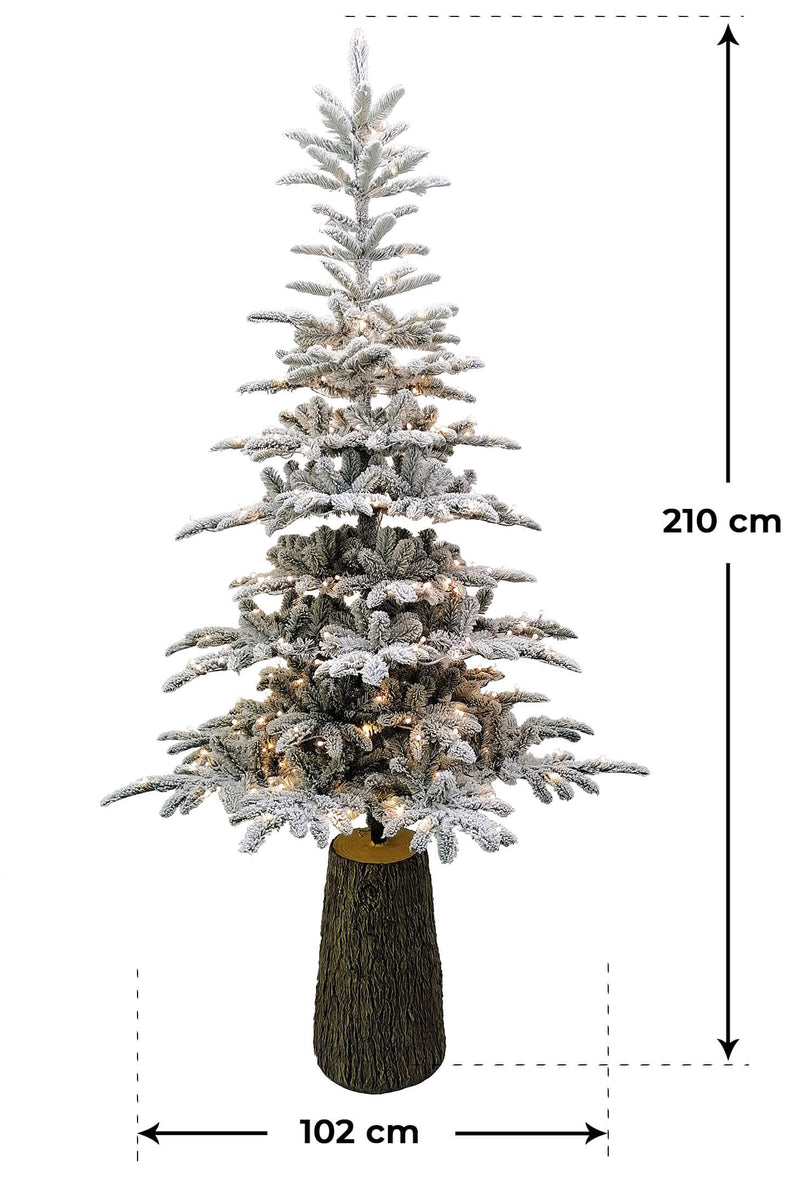 Albero di Natale Artificiale Innevato con Luci LED Acero Montano Verde Varie Misure-2