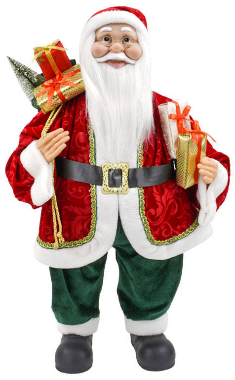 Weihnachtsmannpuppe H80 cm mit Sack und roter Geschenkbox sconto