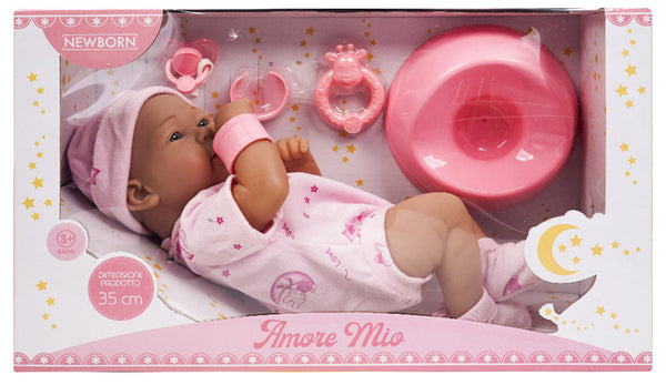 Puppe Baby Amore Mio H35 cm mit rosa Zubehör sconto