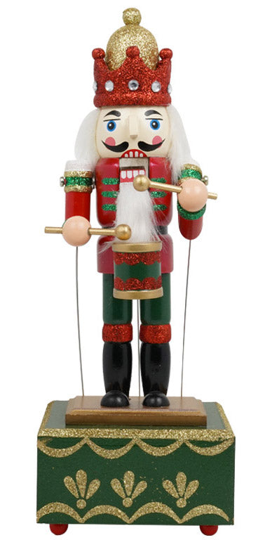 Weihnachtlicher Nussknacker-Soldat H32 cm aus Holz mit roter Saiten-Spieluhr sconto