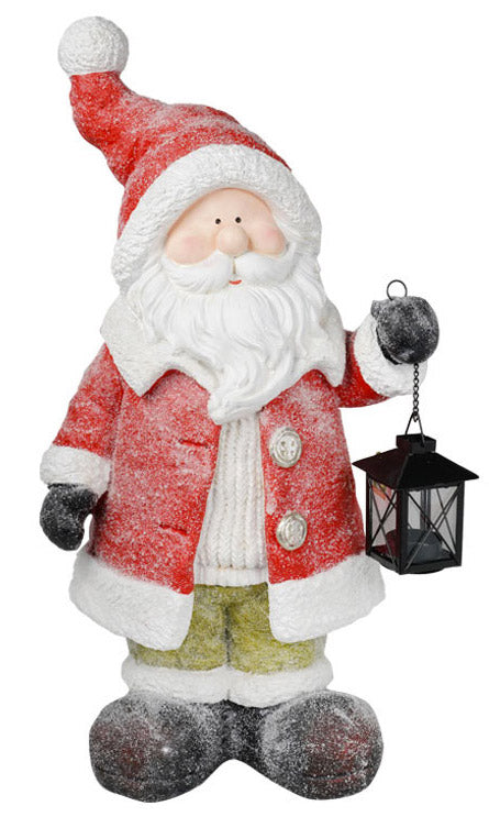 online Weihnachtsmannfigur H58 cm aus Harz mit Laterne