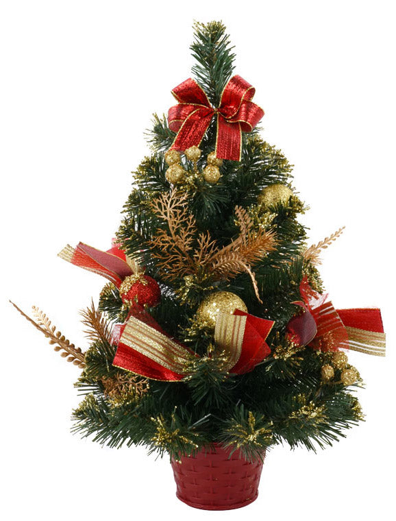 Künstlicher Mini-Weihnachtsbaum mit Dekorationen 60 cm aus grünem PVC sconto