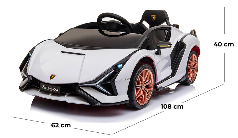 Macchina Elettrica per Bambini 12V con Licenza Lamborghini Sian FKP 37 Bianca-5