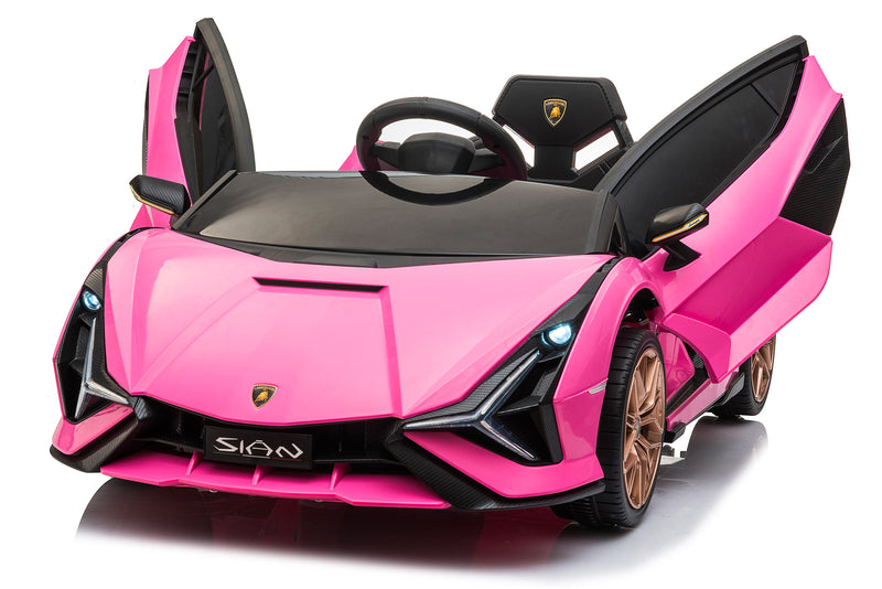 Macchina Elettrica per Bambini 12V con Licenza Lamborghini Sian FKP 37 Rosa-1