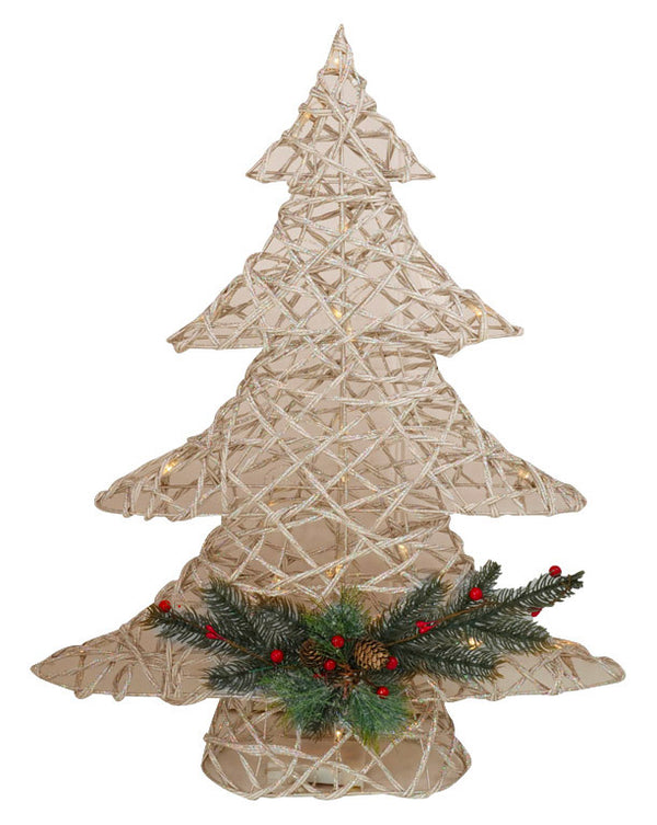 Mini Albero di Natale Decorativo H60 cm con Luce LED Bianco Caldo sconto