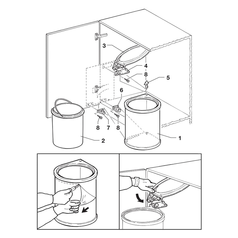 Pattumiera Differenziata per Anta 13 Litri in Plastica Emuca Acciaio Inox-4